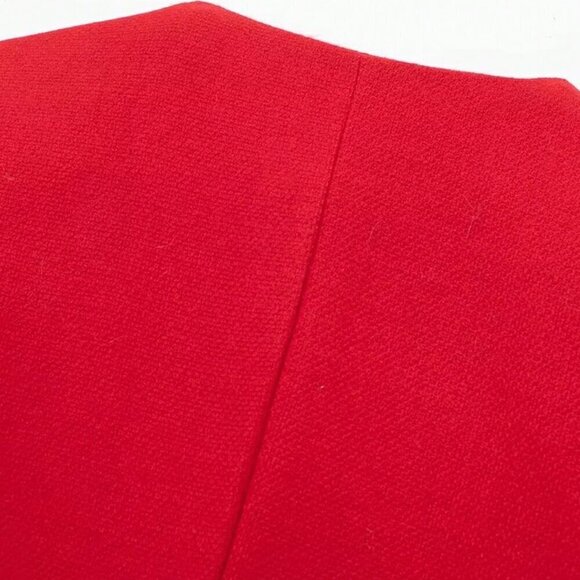 Red Elegant Women's Casual Tweed Jacket Decorated Long Sleeves Coat - Picture 4 of 8